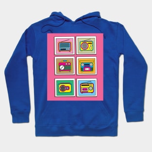 Old Colorful Stylish Retro Music Radios Hoodie